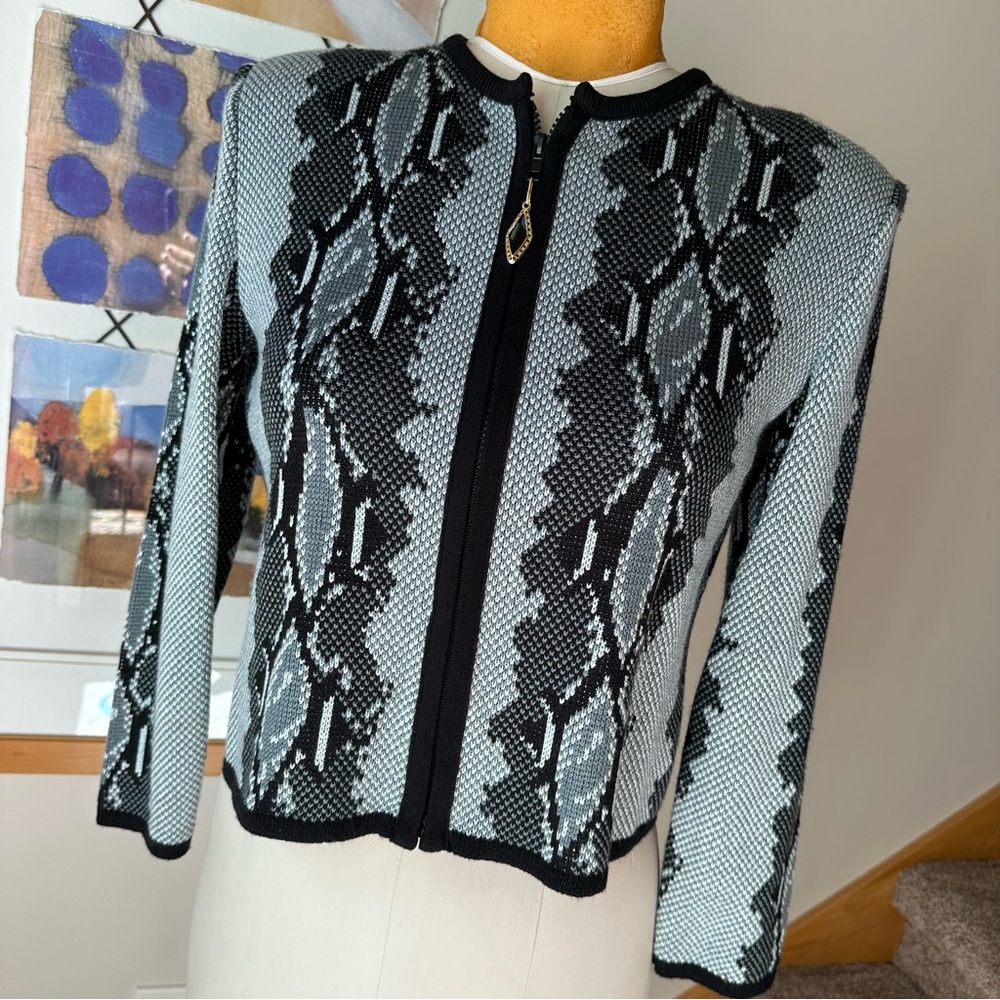 MITA zip front Sweater Cardigan Snake Skin